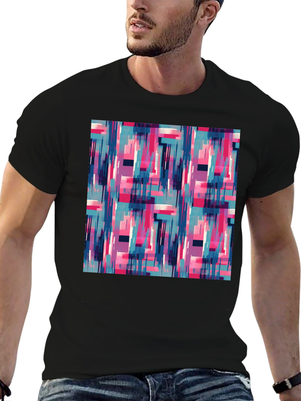 Abstract Geometric Graphic Print Mens T-Shirt