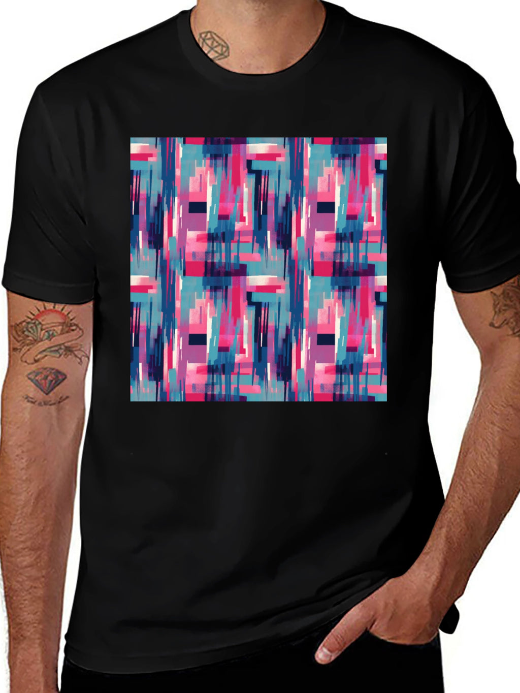 Abstract Geometric Graphic Print Mens T-Shirt
