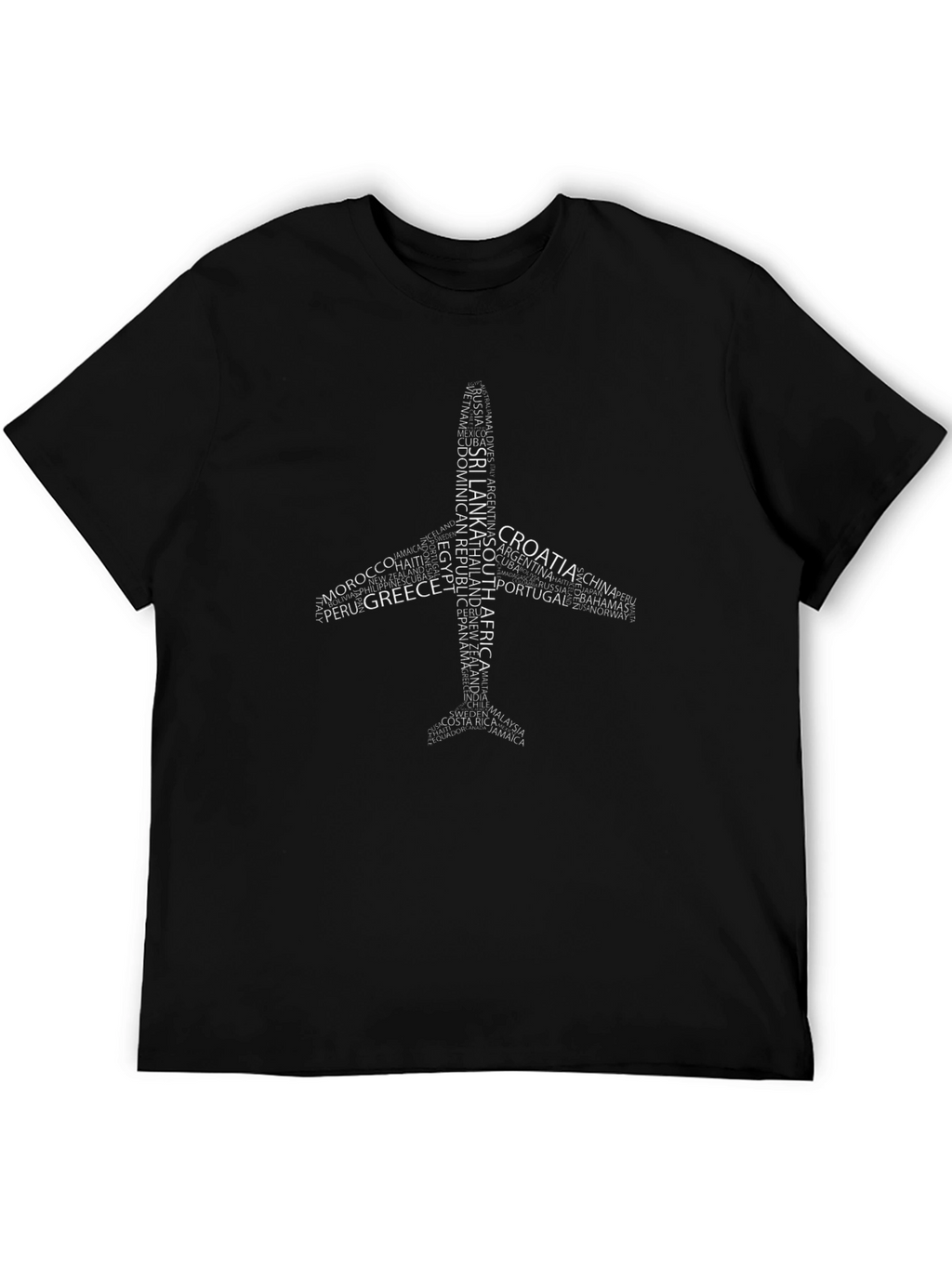 Airplane Countries Graphic Tee - Black