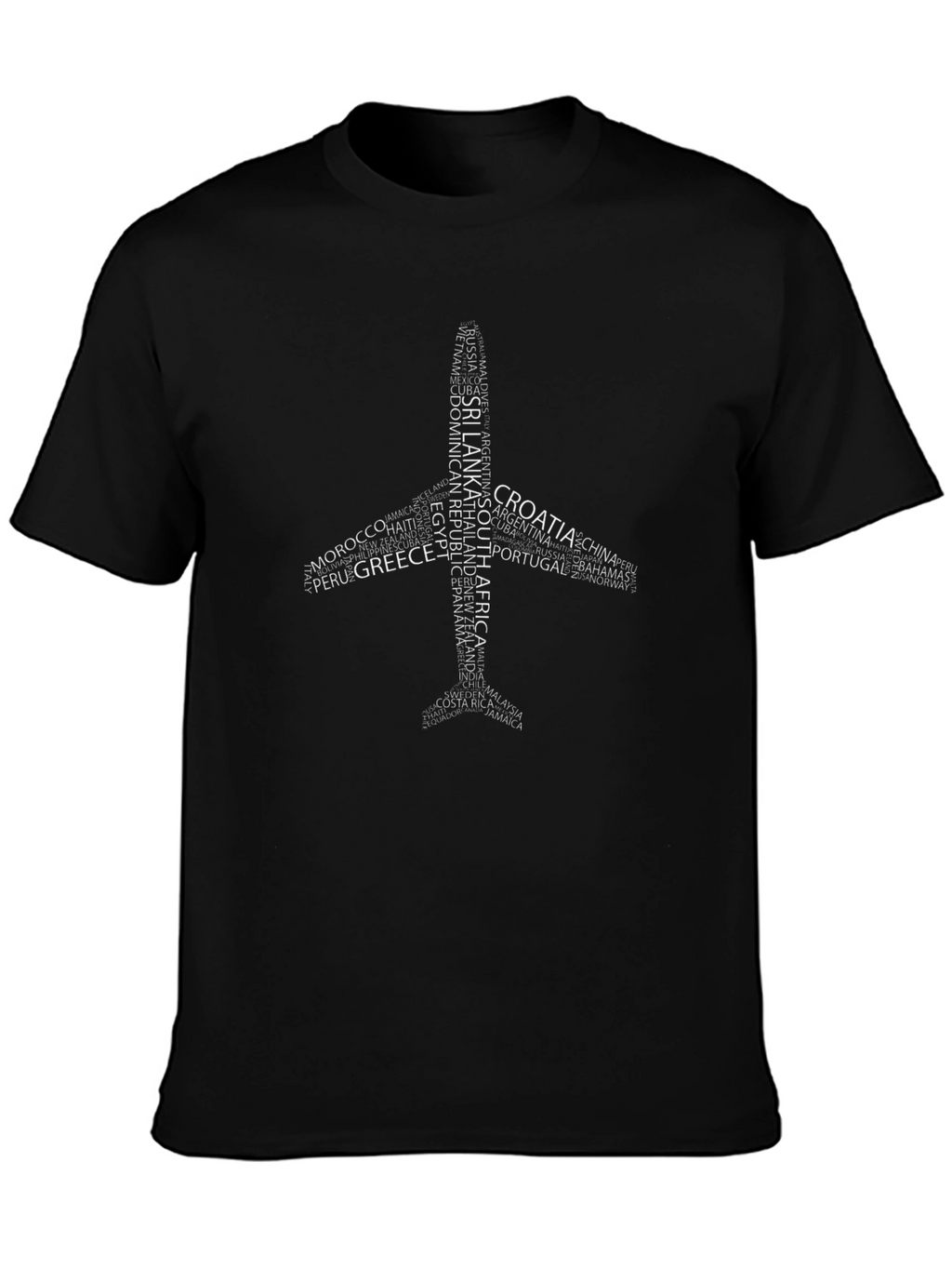 Airplane Countries Graphic Tee - Black
