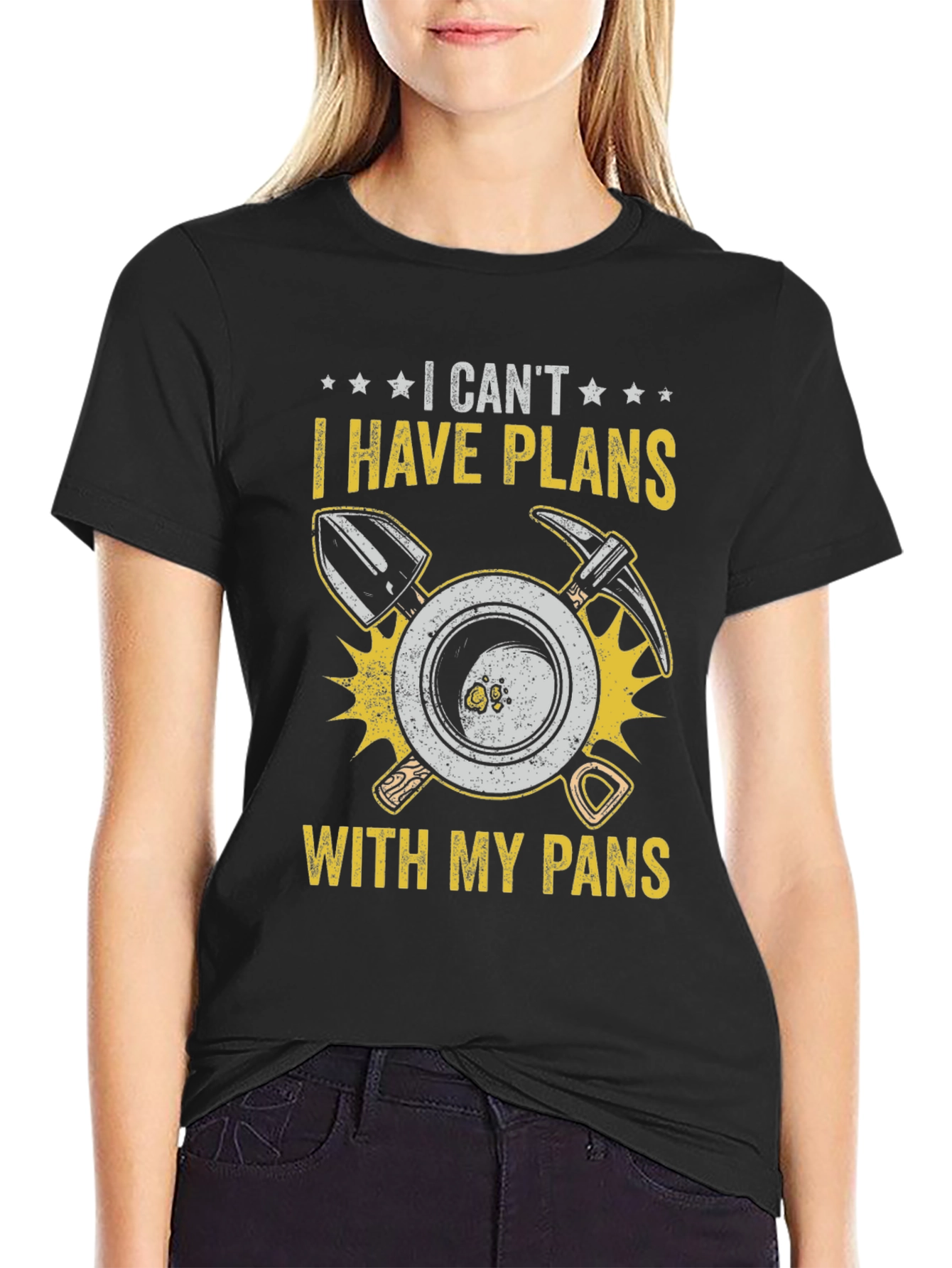 I Cant I Have Plans With My Pans Black T-Shirt