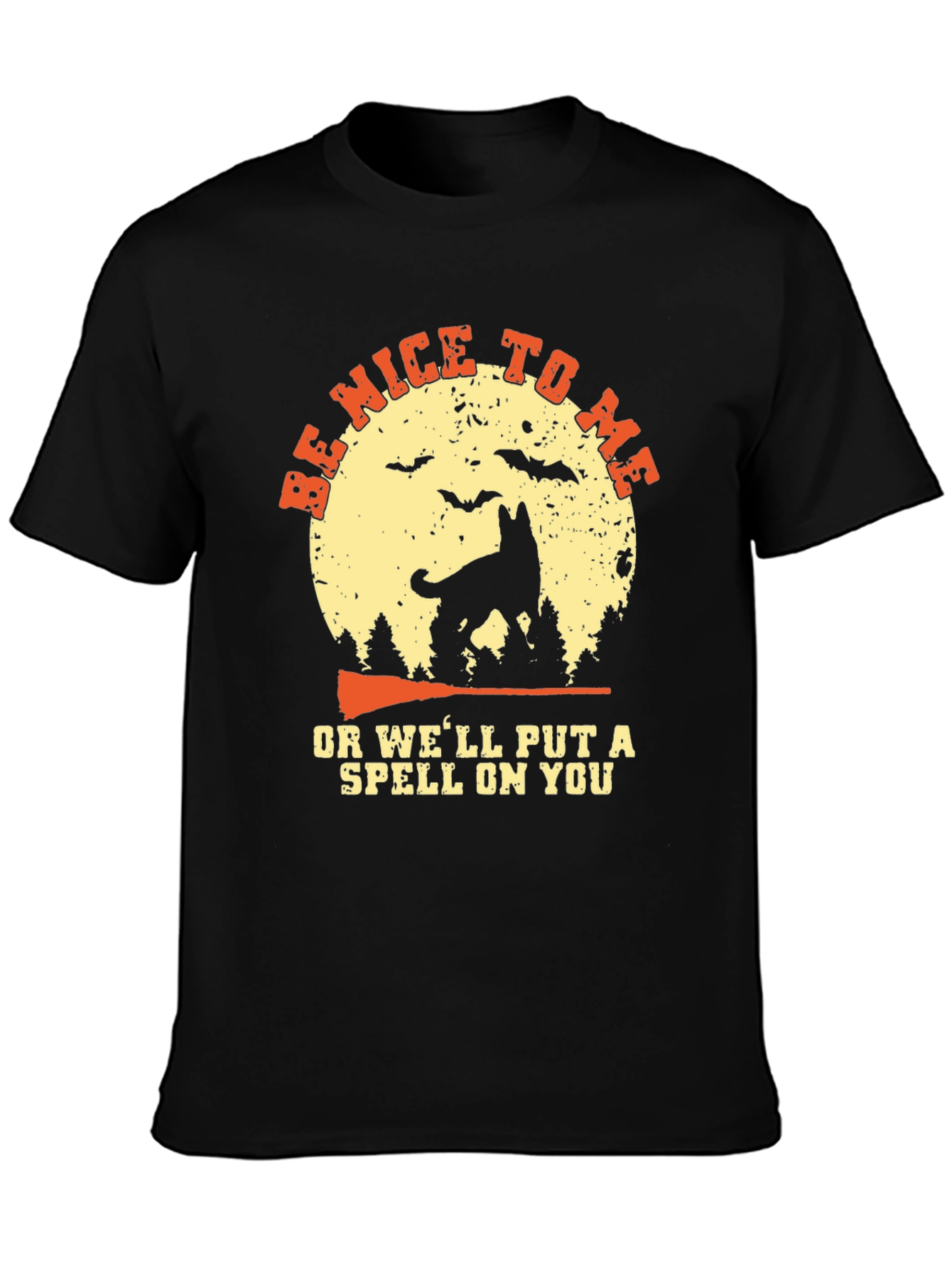 Halloween Dog Graphic Tee - Be Nice or Else!