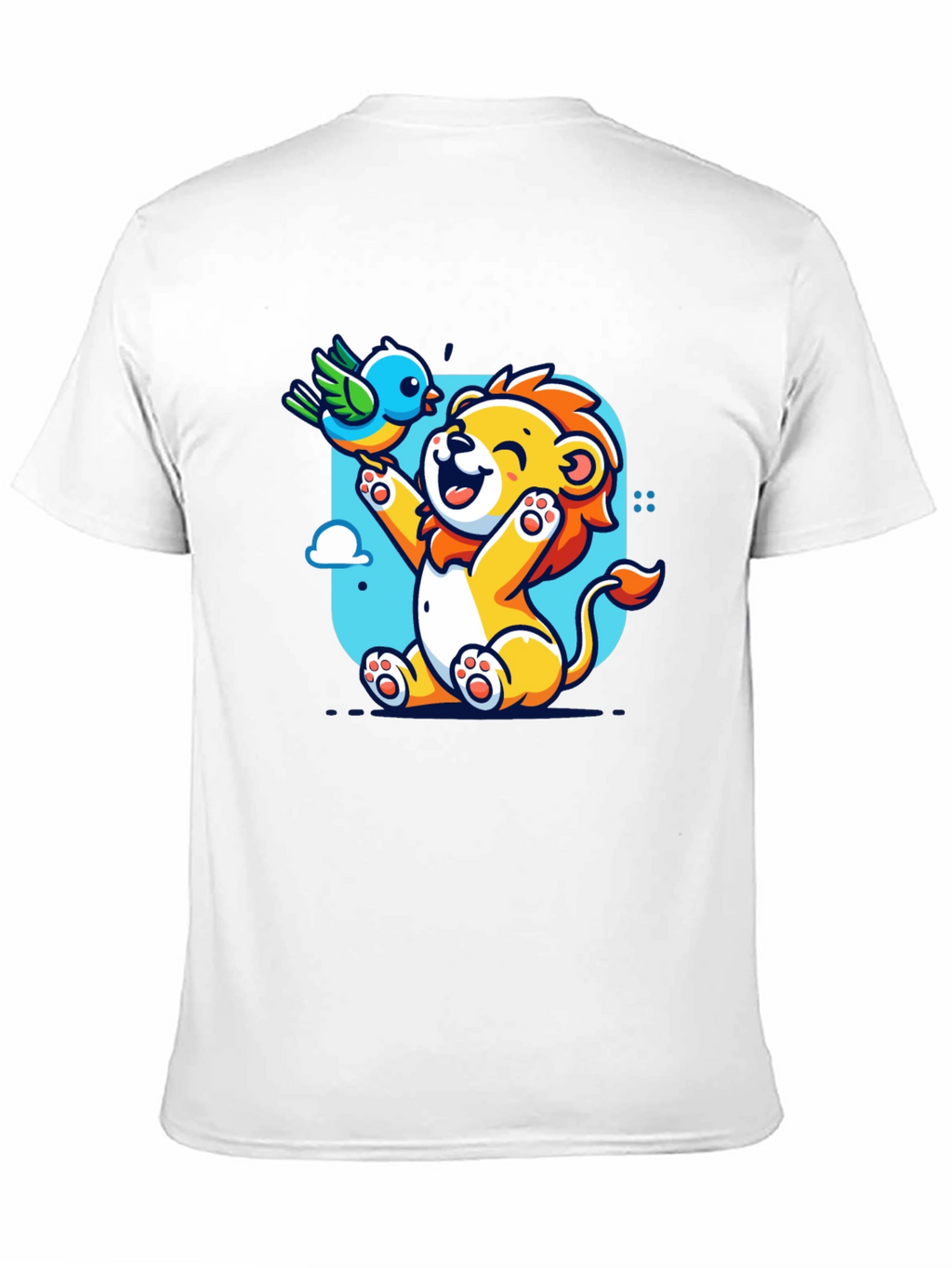 Cartoon Lion & Bird Graphic T-Shirt