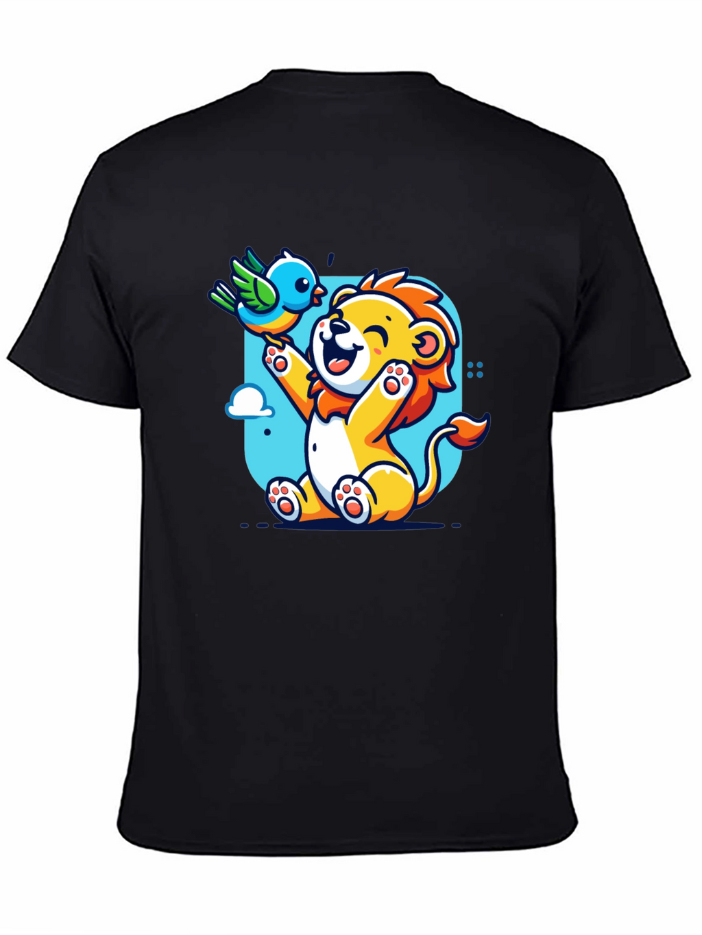 Cartoon Lion & Bird Graphic T-Shirt