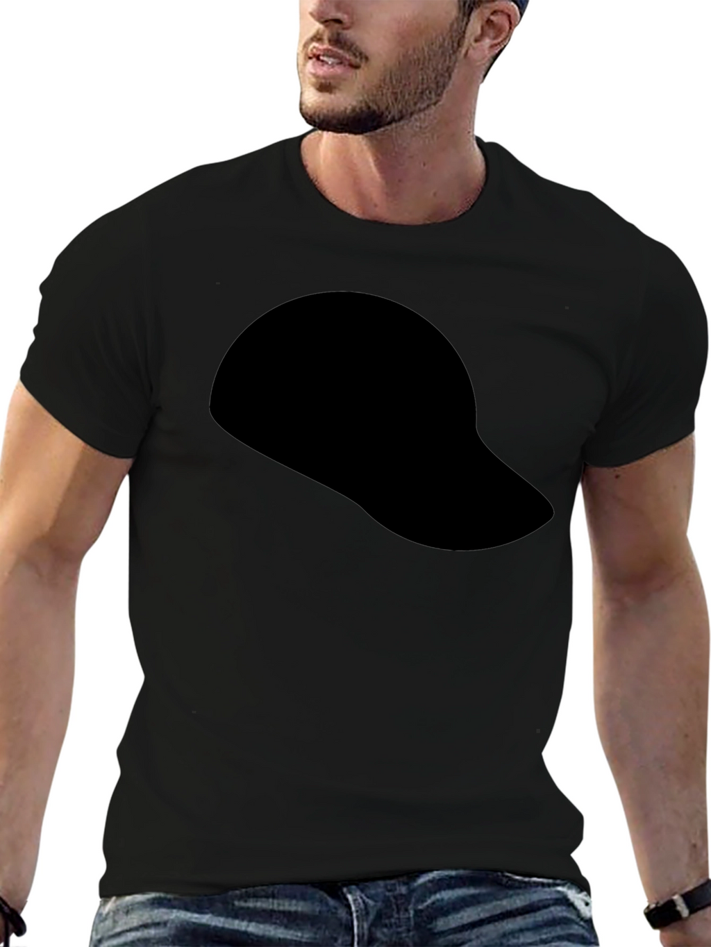 Black Baseball Cap Silhouette T-Shirt