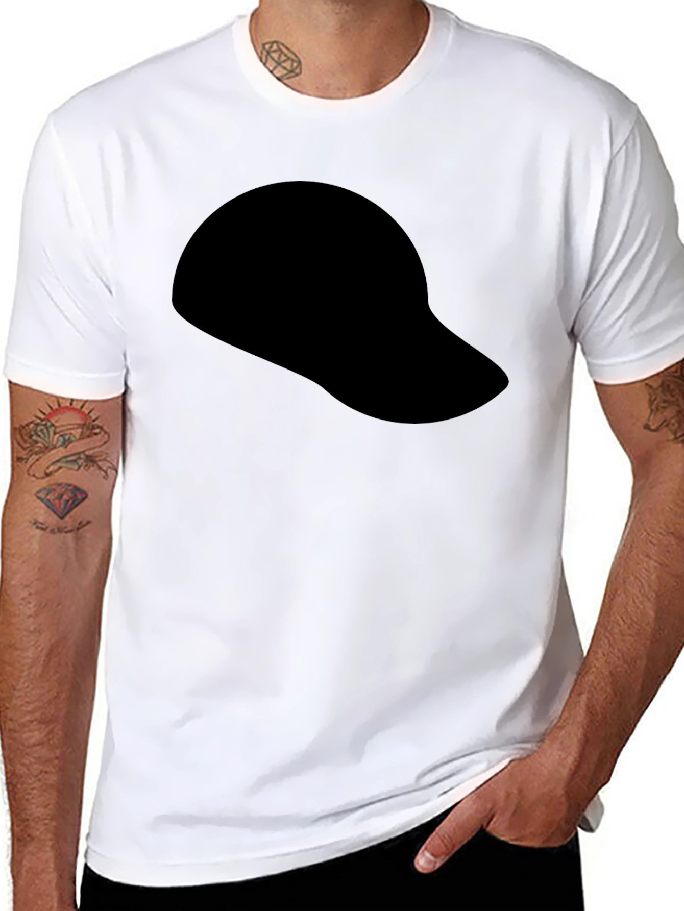 Black Baseball Cap Silhouette T-Shirt