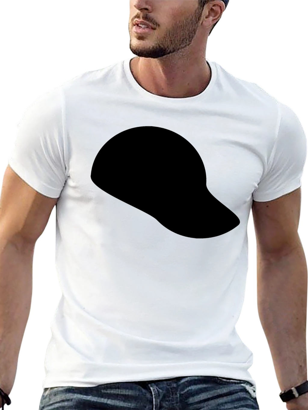 Black Baseball Cap Silhouette T-Shirt