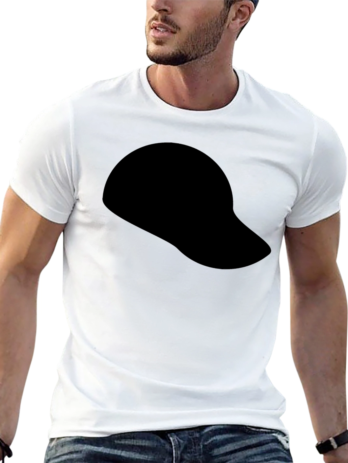 Black Baseball Cap Silhouette T-Shirt