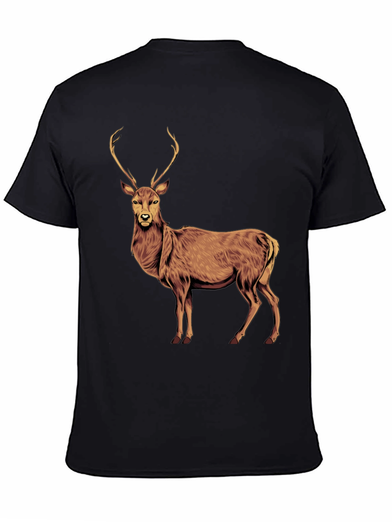 Deer Graphic Tee - Black Cotton T-Shirt