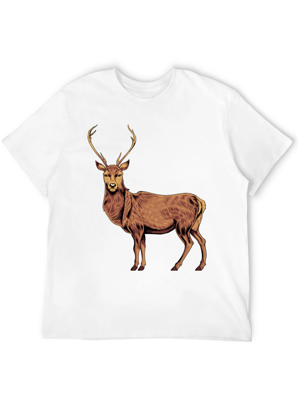 Deer Graphic Tee - Black Cotton T-Shirt
