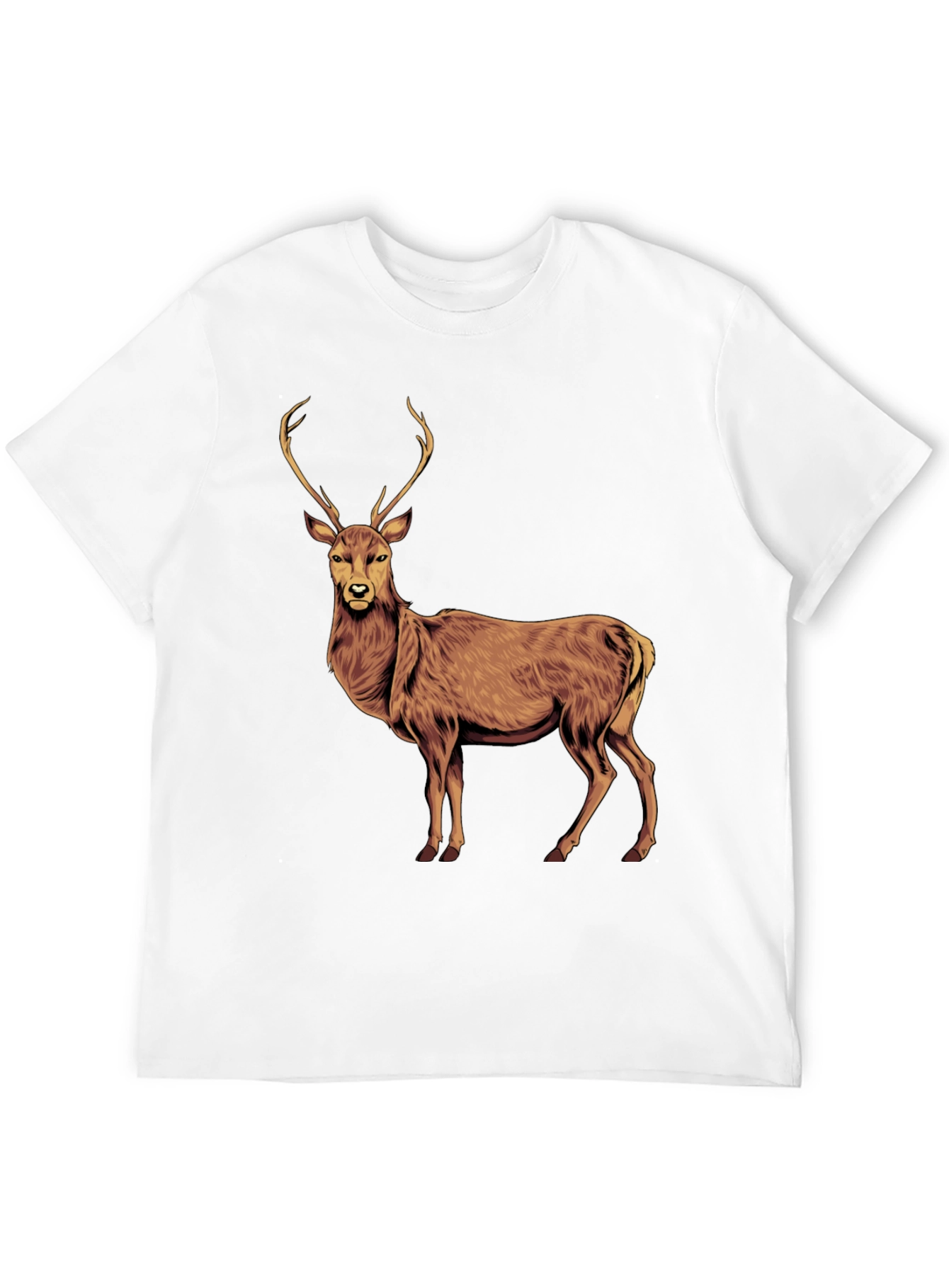 Deer Graphic Tee - Black Cotton T-Shirt