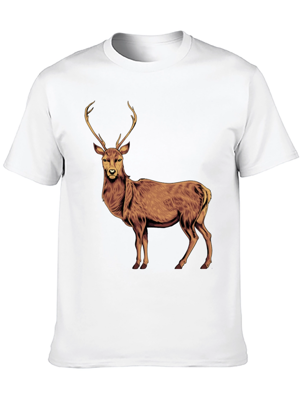 Deer Graphic Tee - Black Cotton T-Shirt