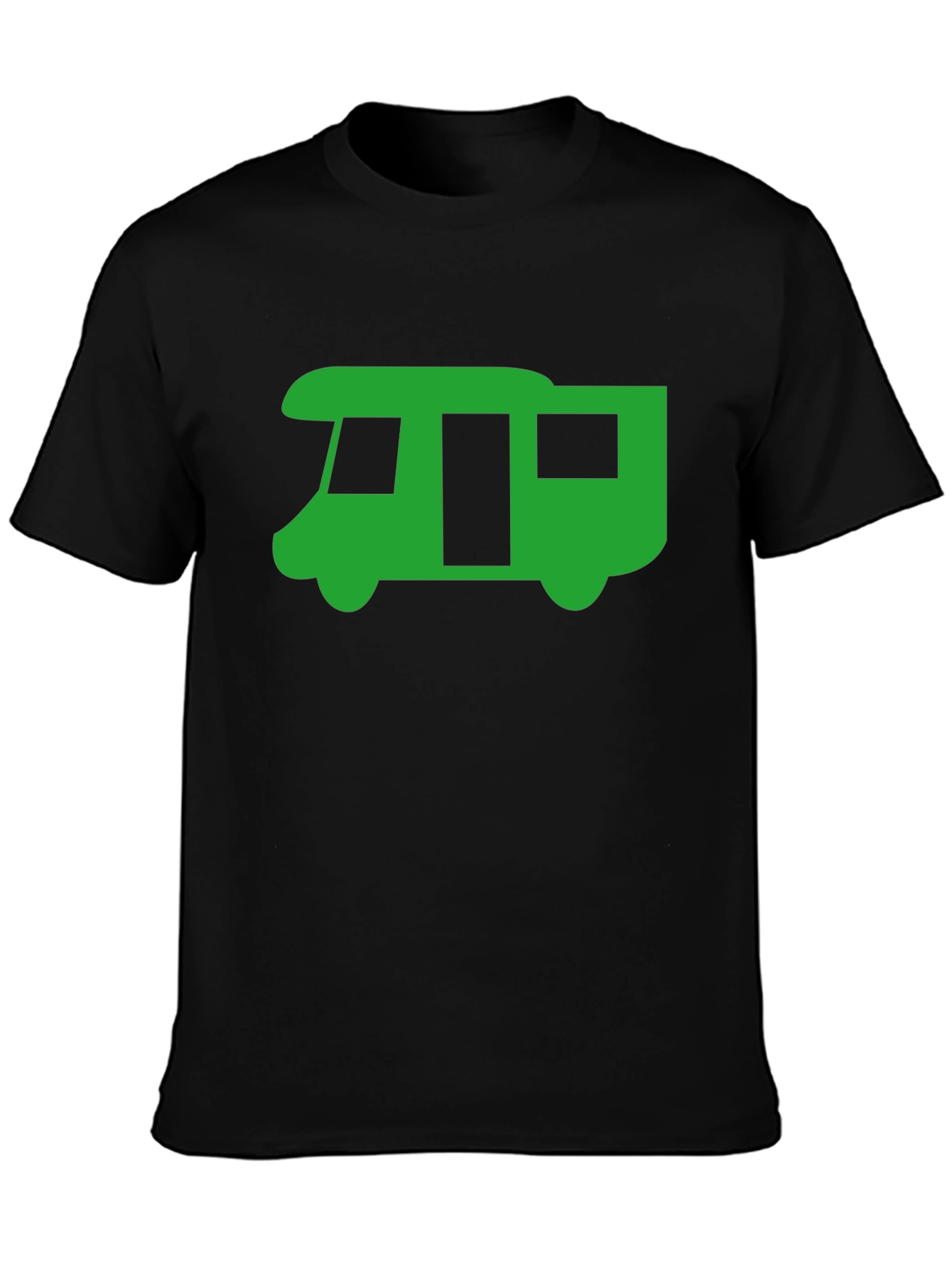 Green RV Graphic Tee - Black Casual T-Shirt