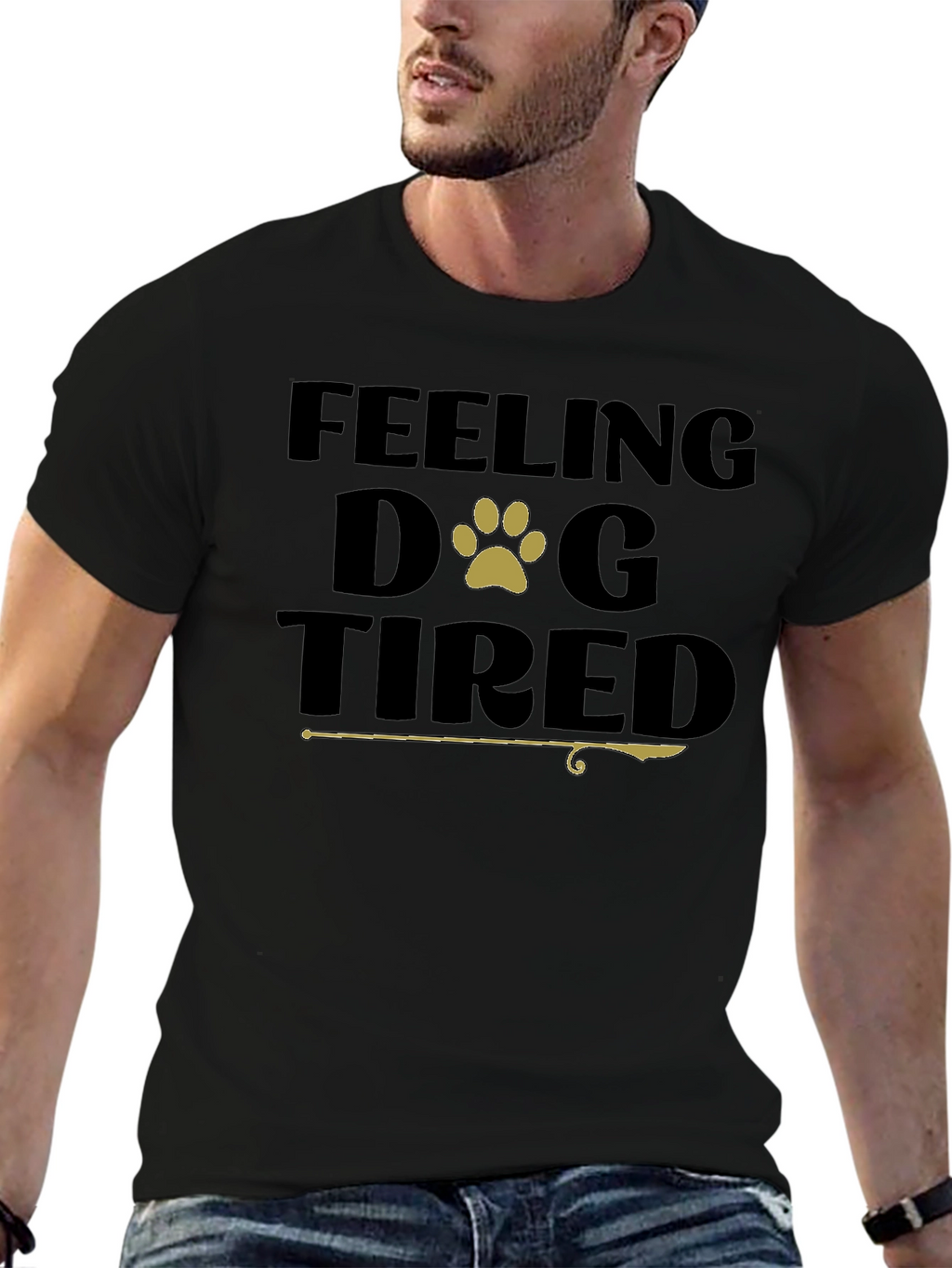 Feeling Dog Tired Black T-Shirt
