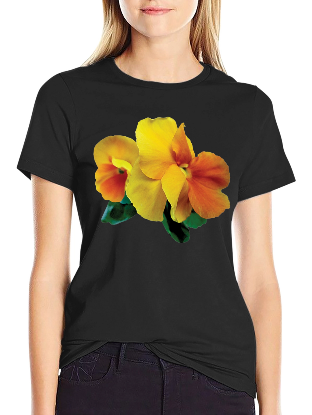 Floral Print Black T-Shirt