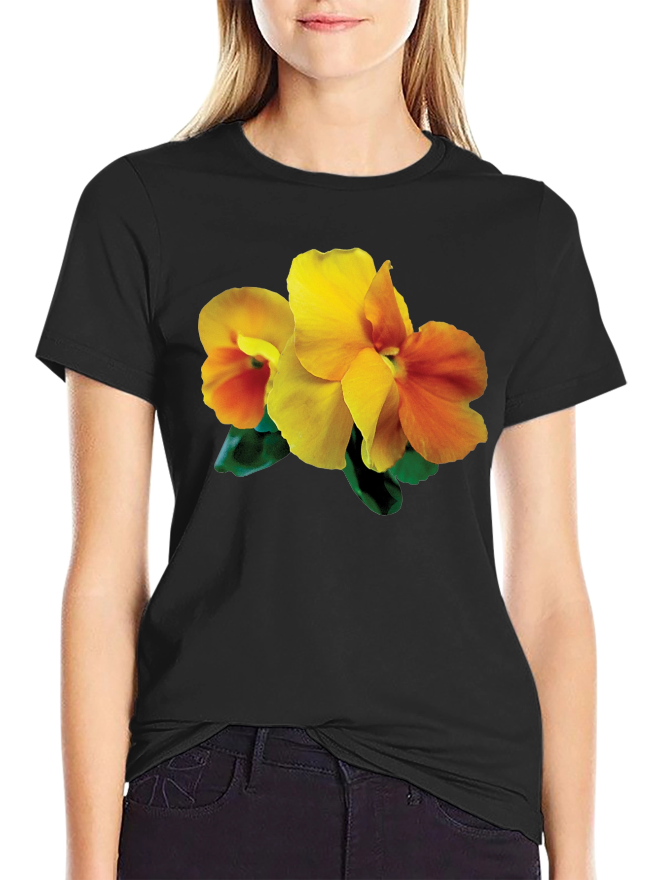 Floral Print Black T-Shirt