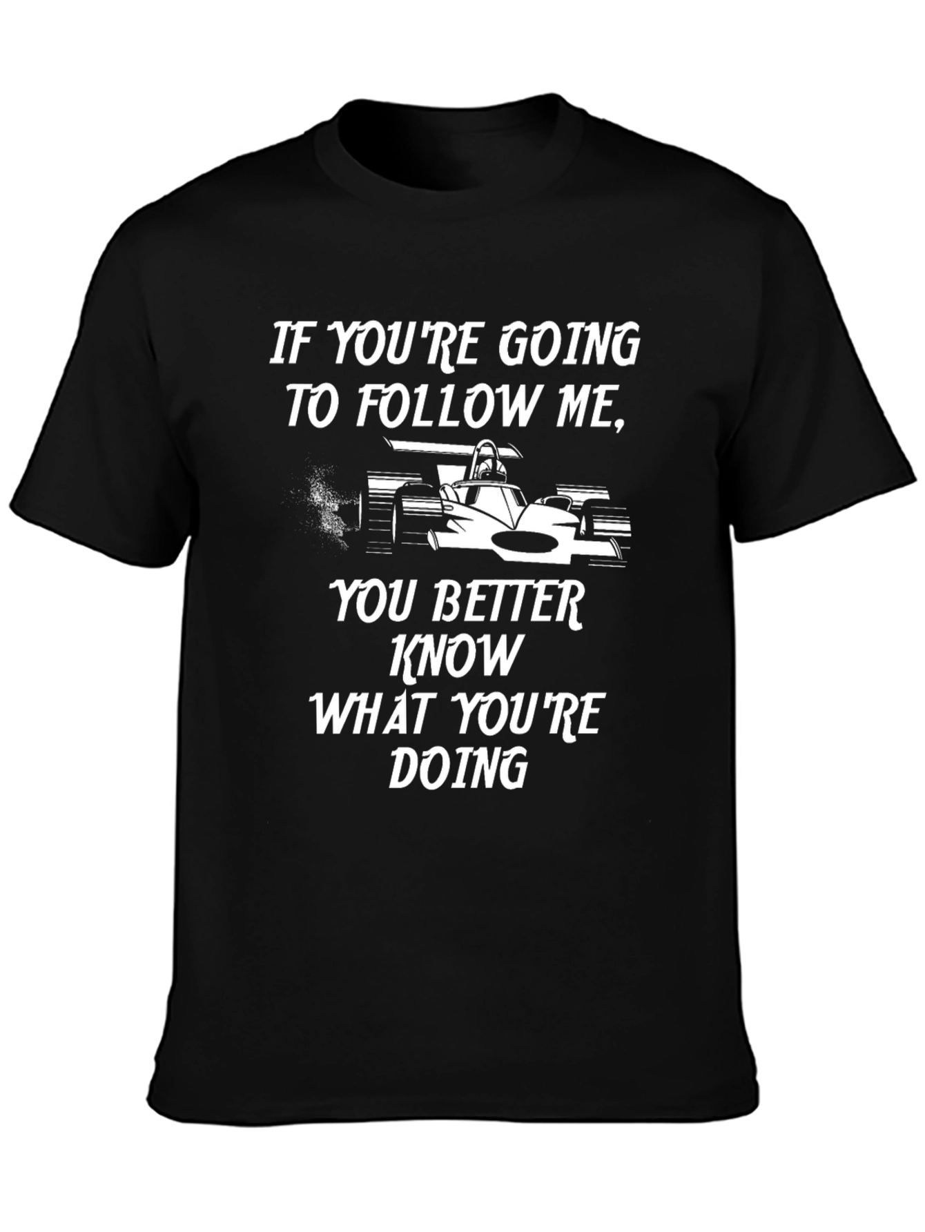 Follow Me Racing Car Graphic T-Shirt
