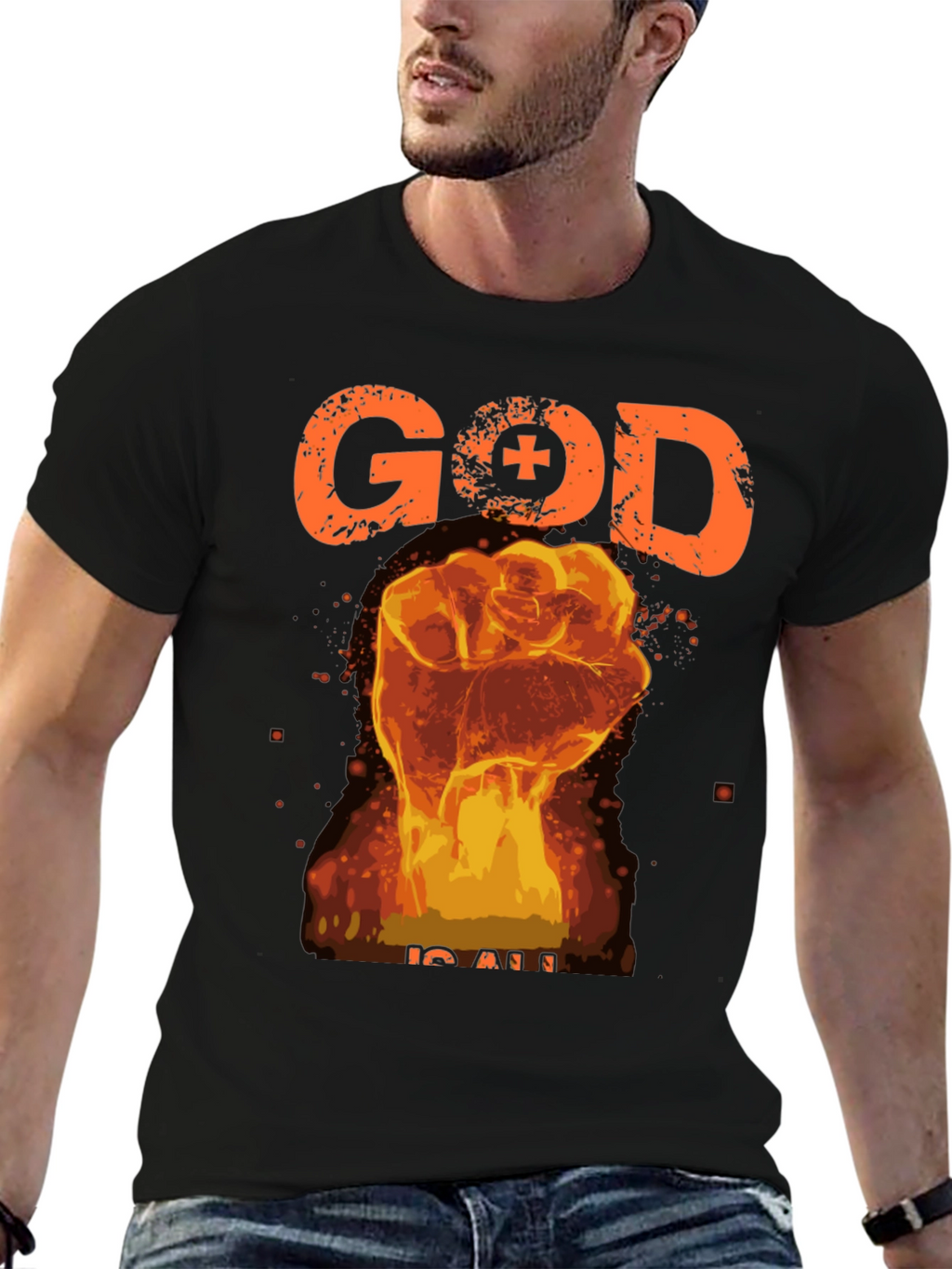 God is All Black Graphic Tee