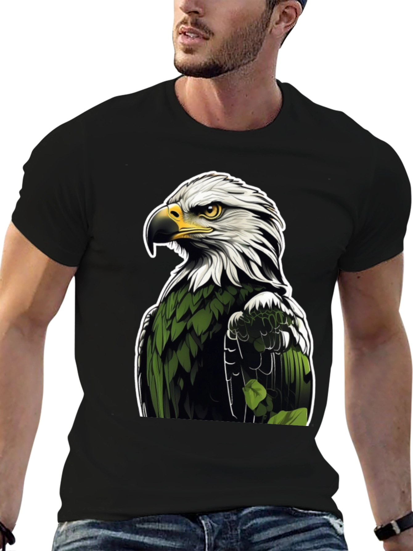 Eagle Graphic Print Black T-Shirt