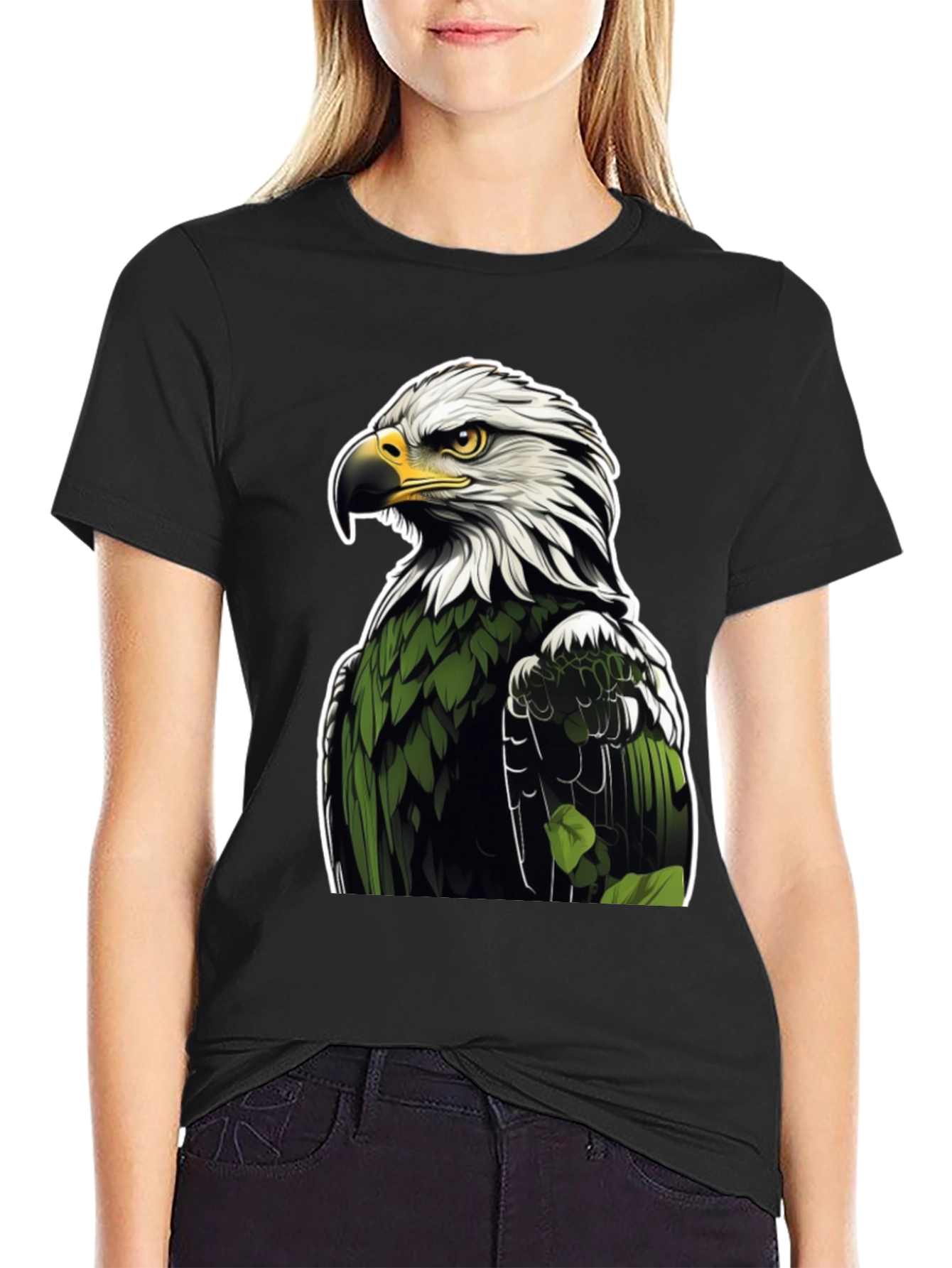 Eagle Graphic Print Black T-Shirt