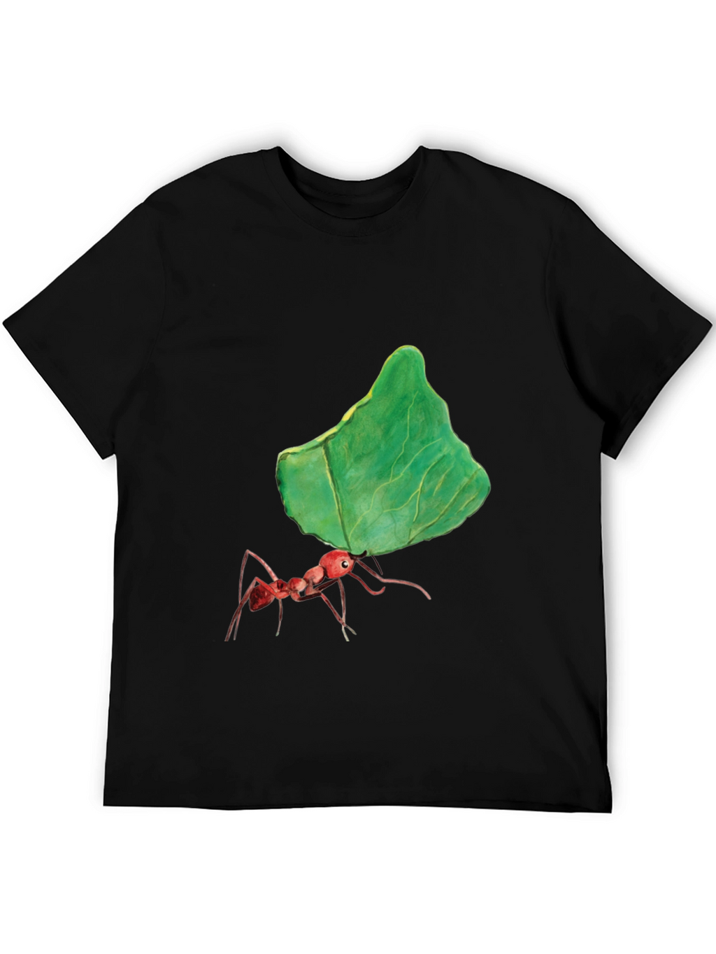 Ant Carrying Leaf Graphic Tee - Black