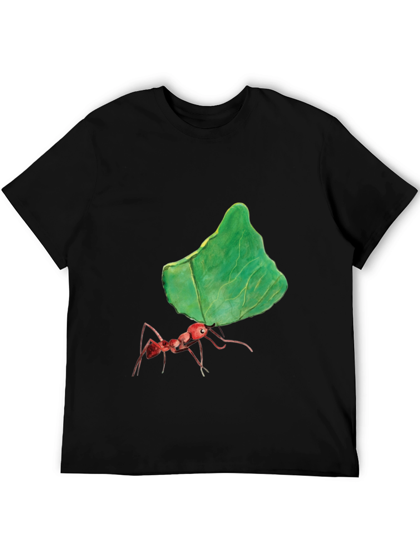 Ant Carrying Leaf Graphic Tee - Black