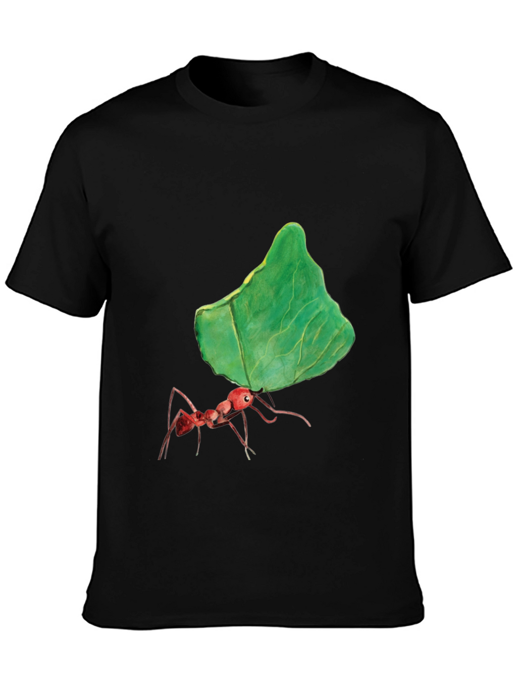 Ant Carrying Leaf Graphic Tee - Black