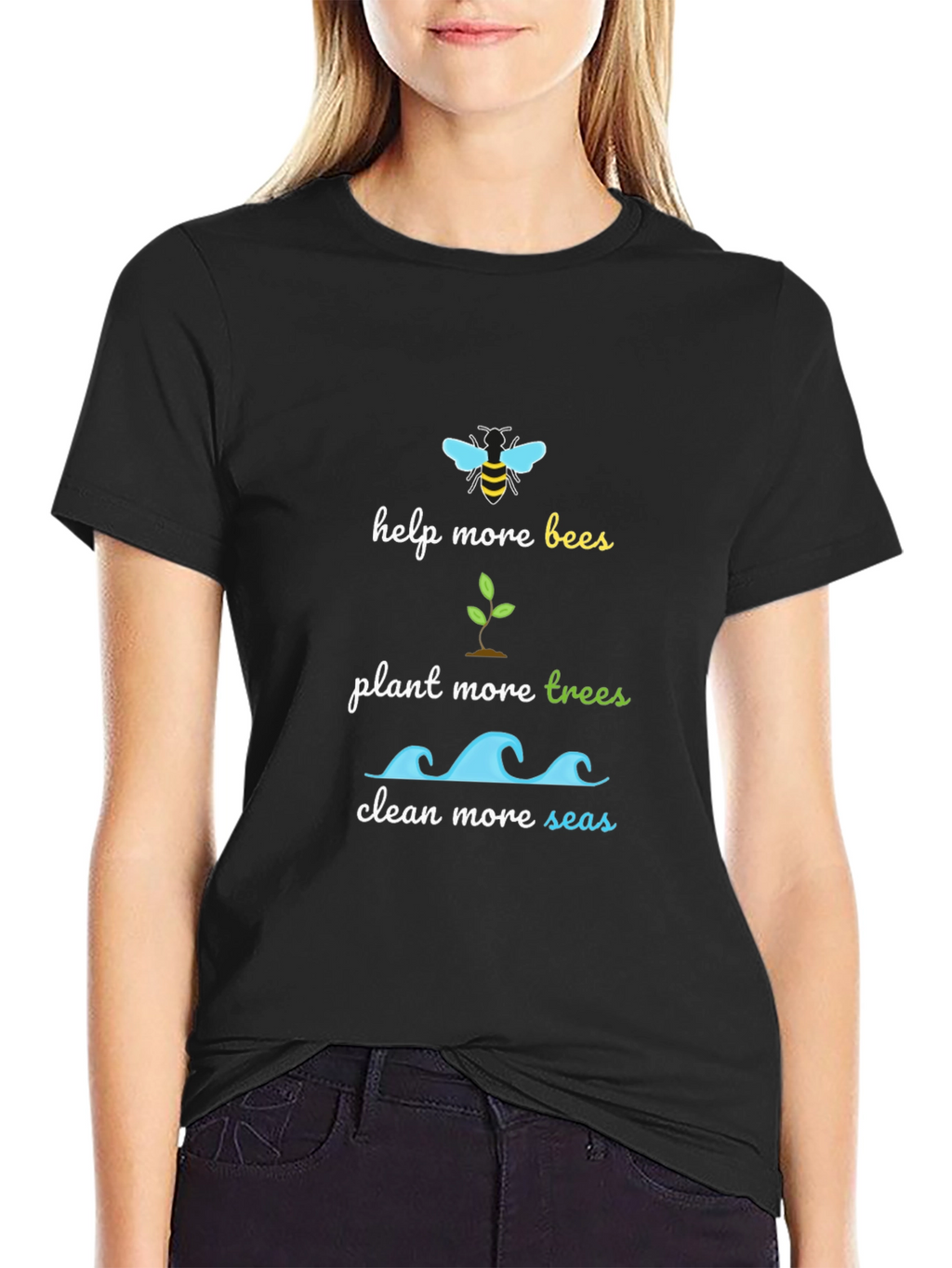 Eco-Friendly Graphic Tee - Bees Trees Seas