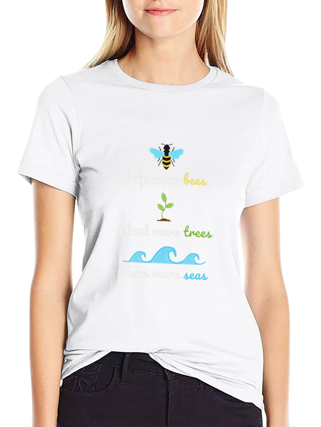 Eco-Friendly Graphic Tee - Bees Trees Seas