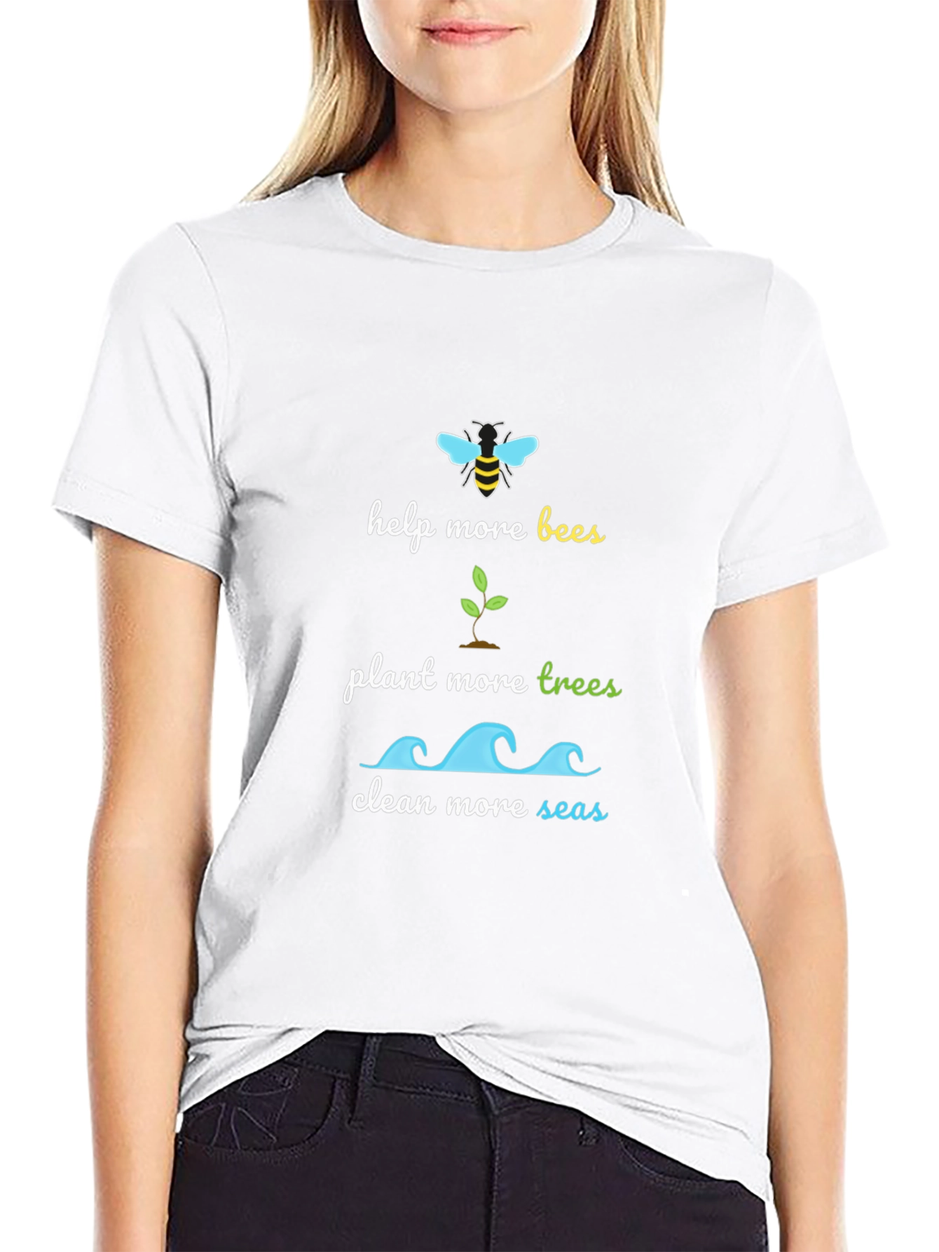 Eco-Friendly Graphic Tee - Bees Trees Seas