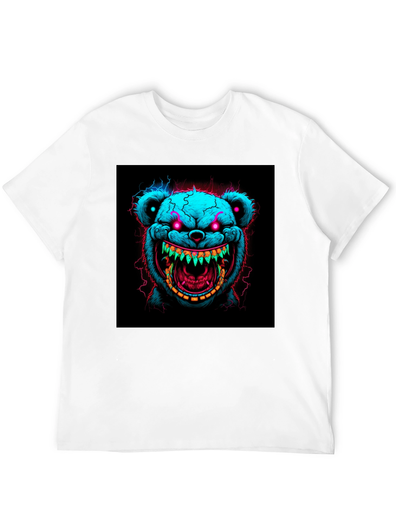 Creepy Bear Graphic Tee - Neon Nightmare