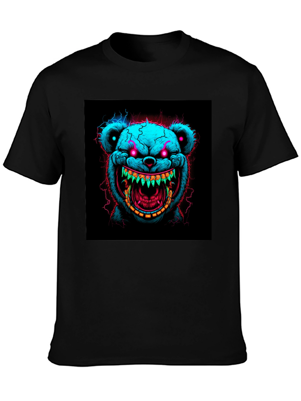 Creepy Bear Graphic Tee - Neon Nightmare