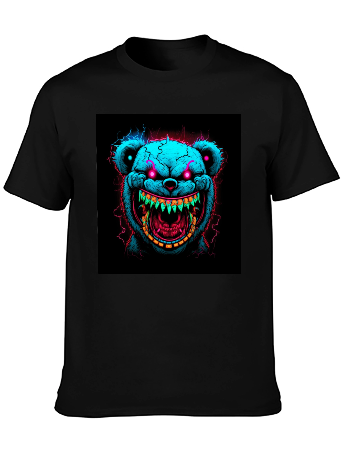 Creepy Bear Graphic Tee - Neon Nightmare