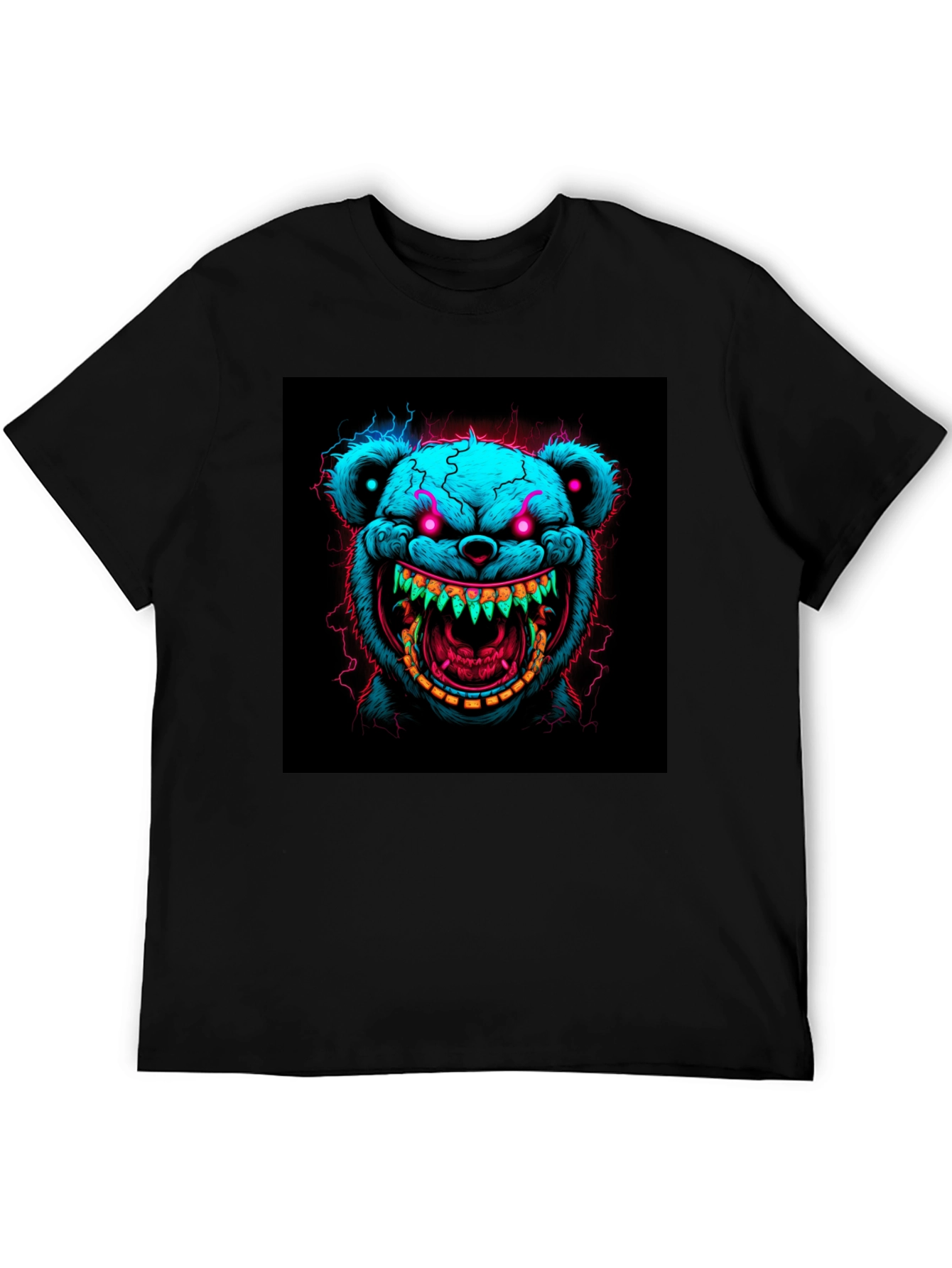 Creepy Bear Graphic Tee - Neon Nightmare