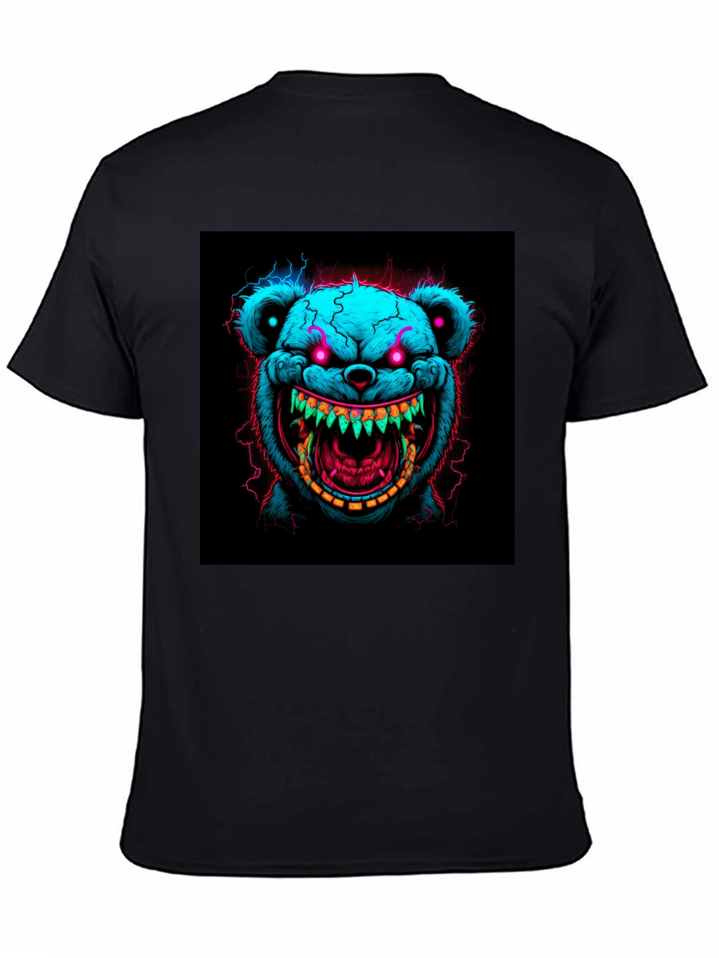 Creepy Bear Graphic Tee - Neon Nightmare