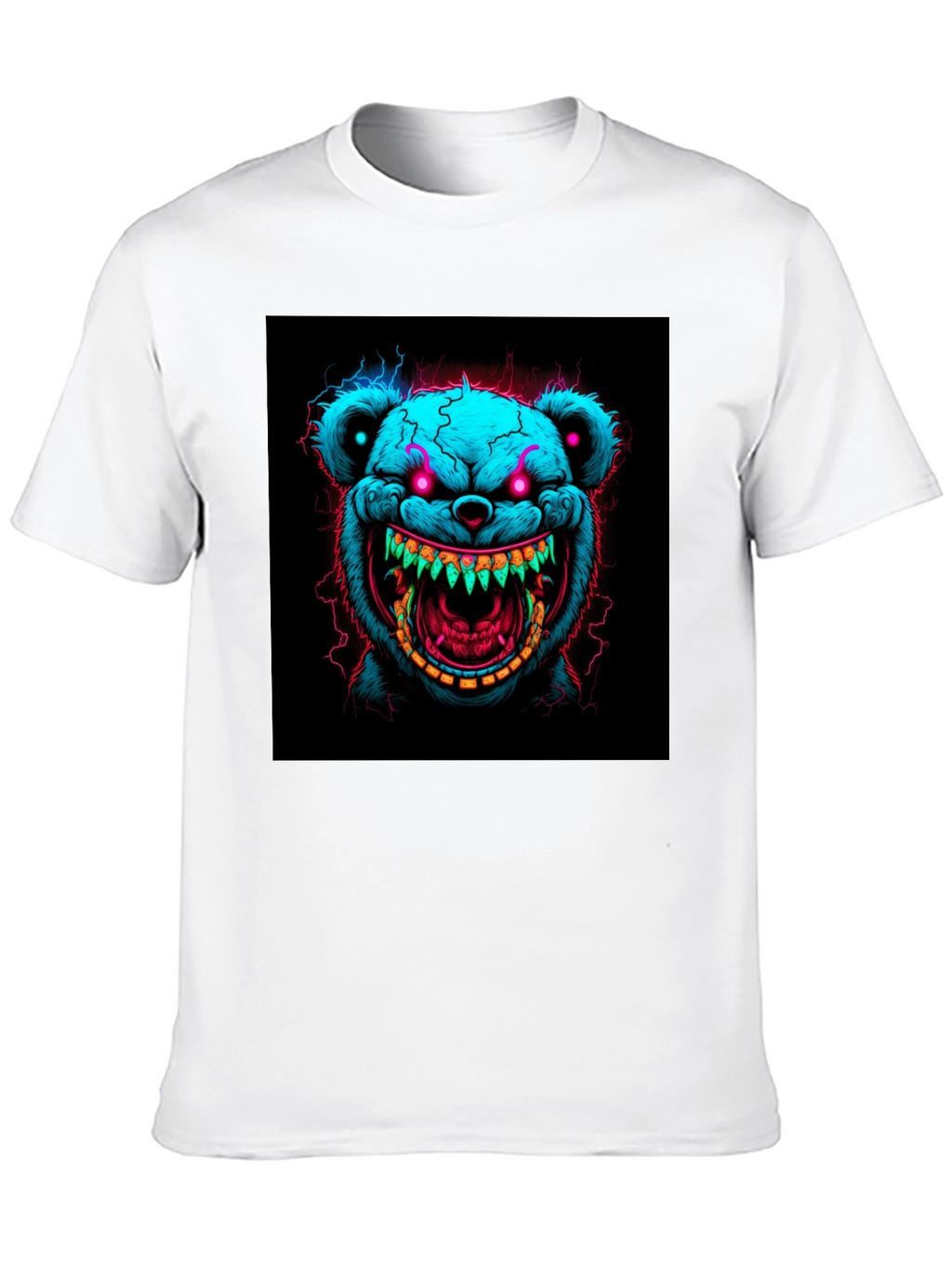 Creepy Bear Graphic Tee - Neon Nightmare