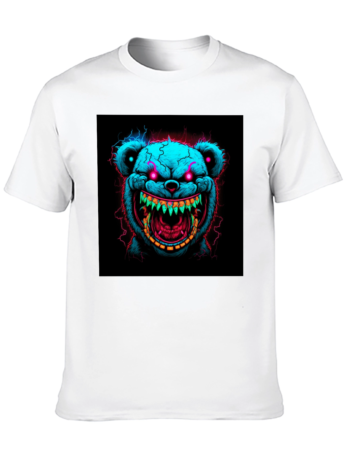 Creepy Bear Graphic Tee - Neon Nightmare