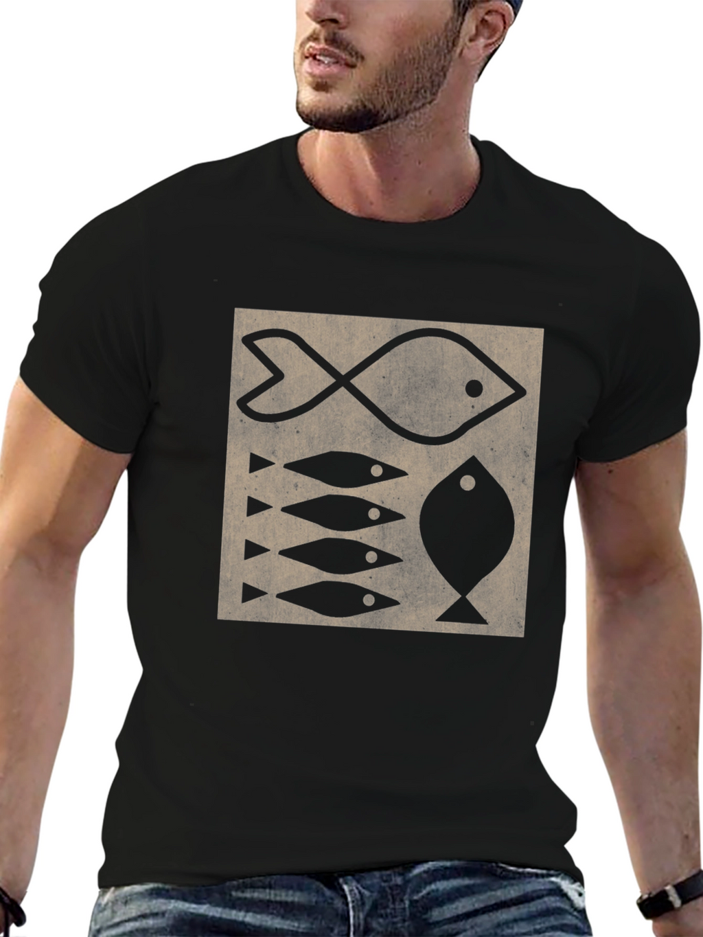 Fish Pattern T-Shirt - Retro Design Tee