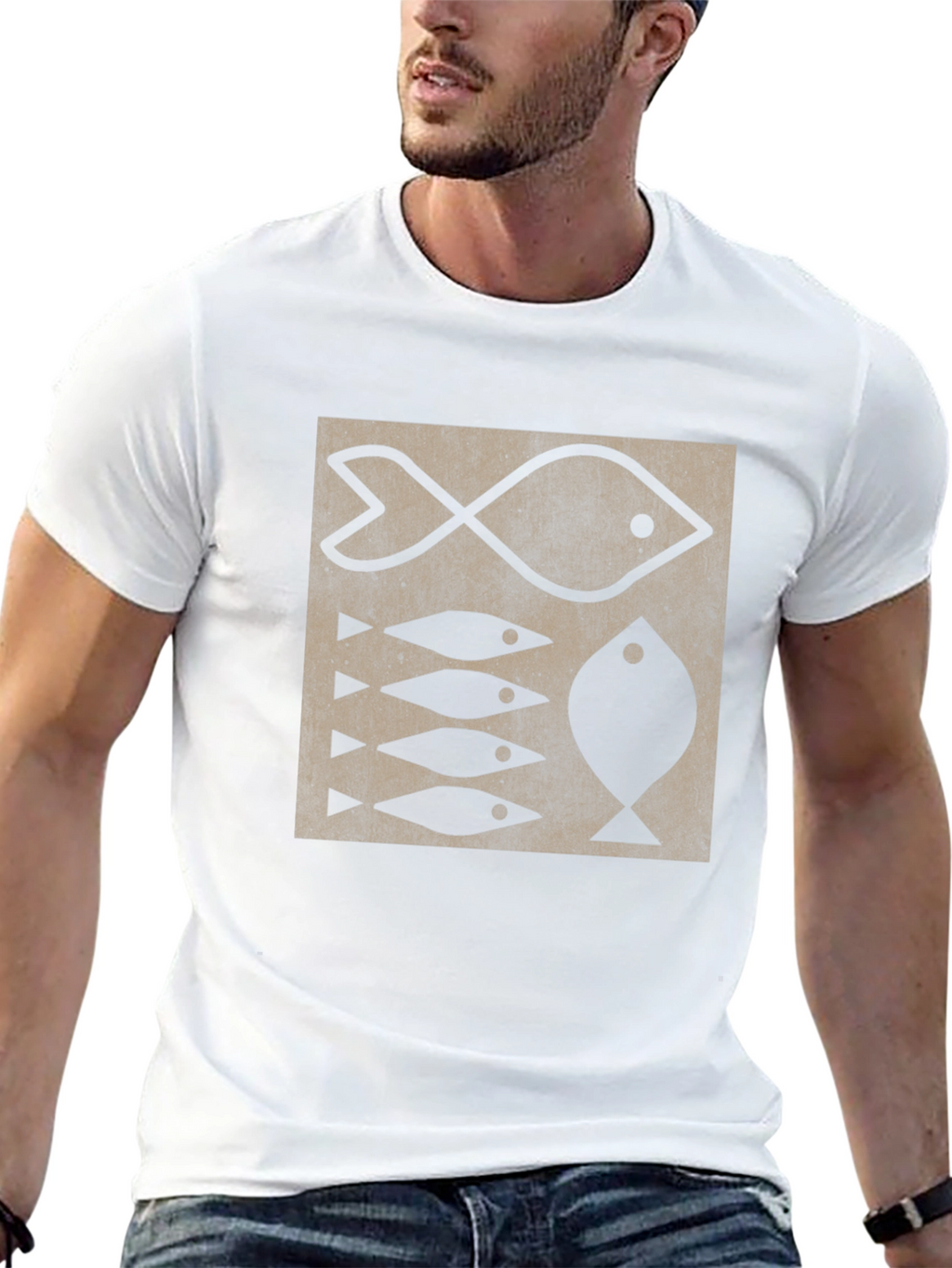 Fish Pattern T-Shirt - Retro Design Tee