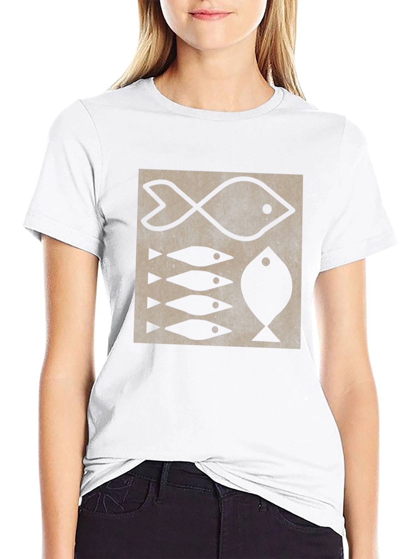 Fish Pattern T-Shirt - Retro Design Tee