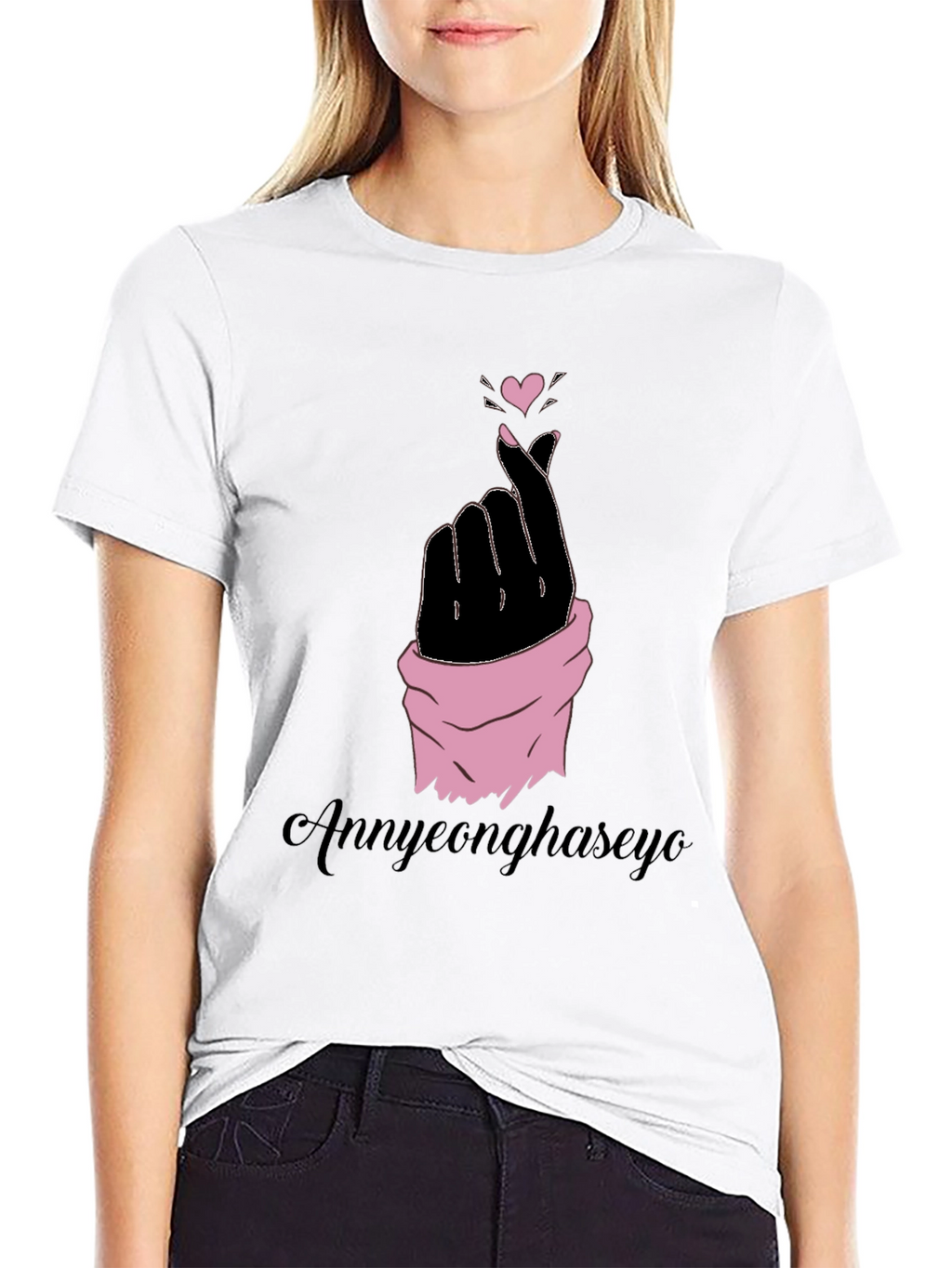 Annyeonghaseyo Finger Heart Tee