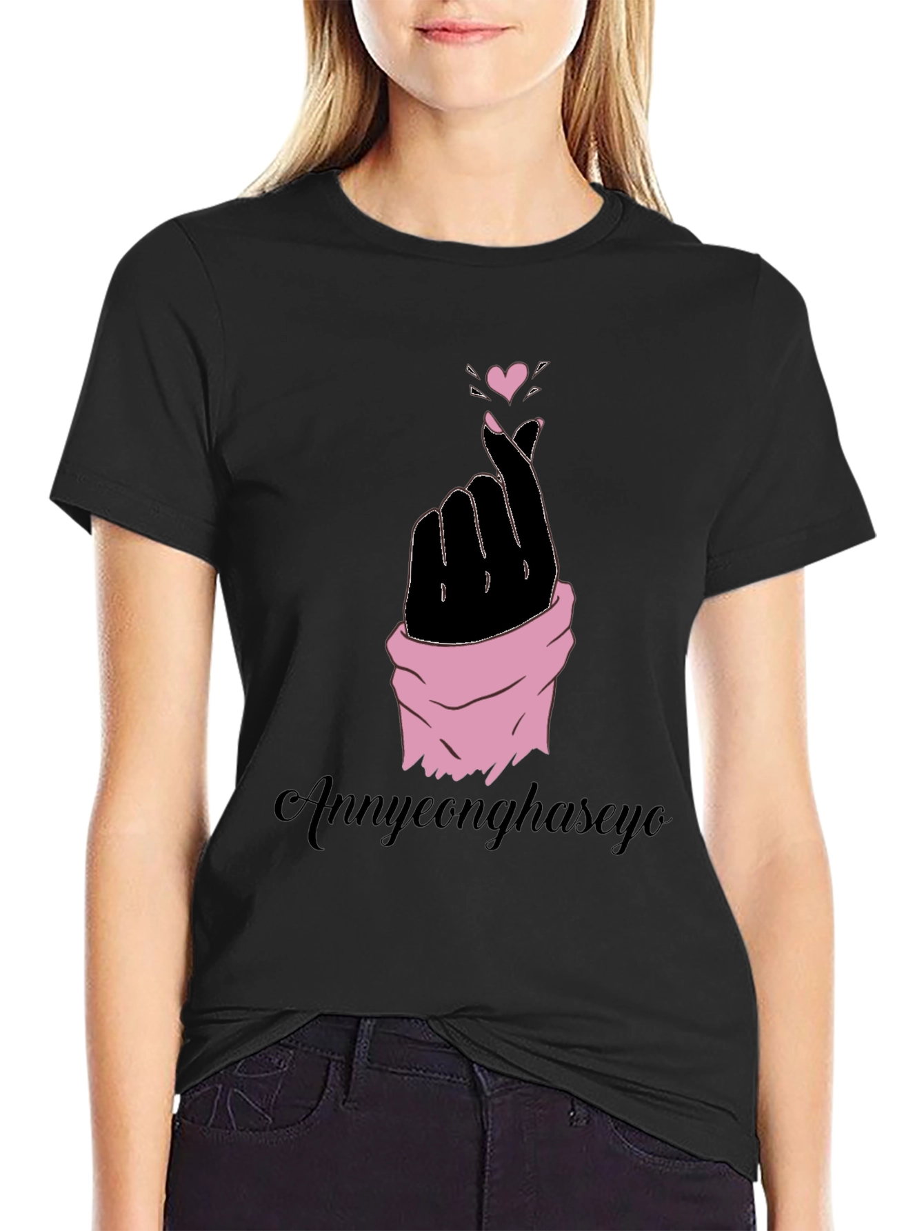 Annyeonghaseyo Finger Heart Tee