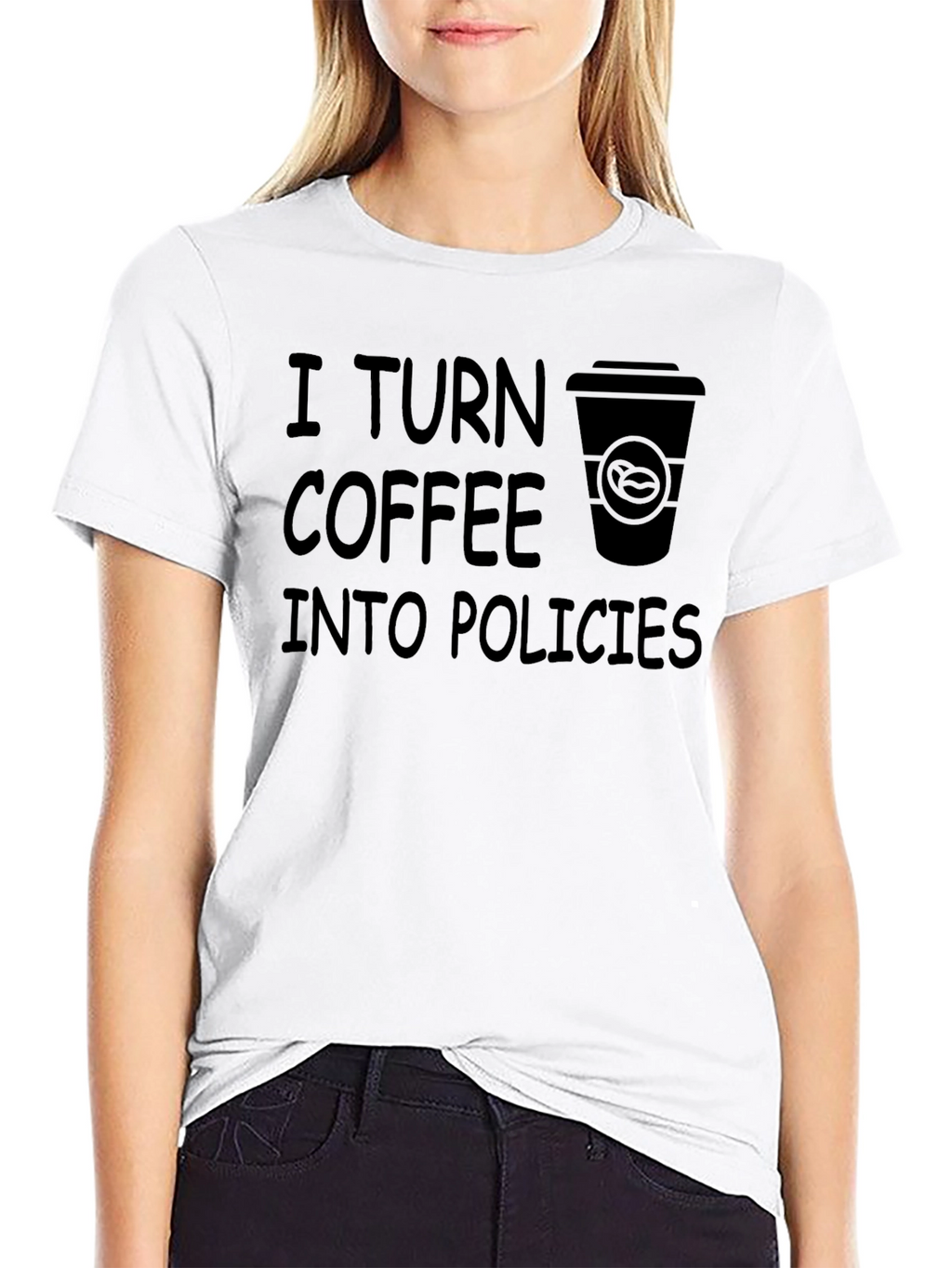 Coffee to Policies Graphic Tee - Black
