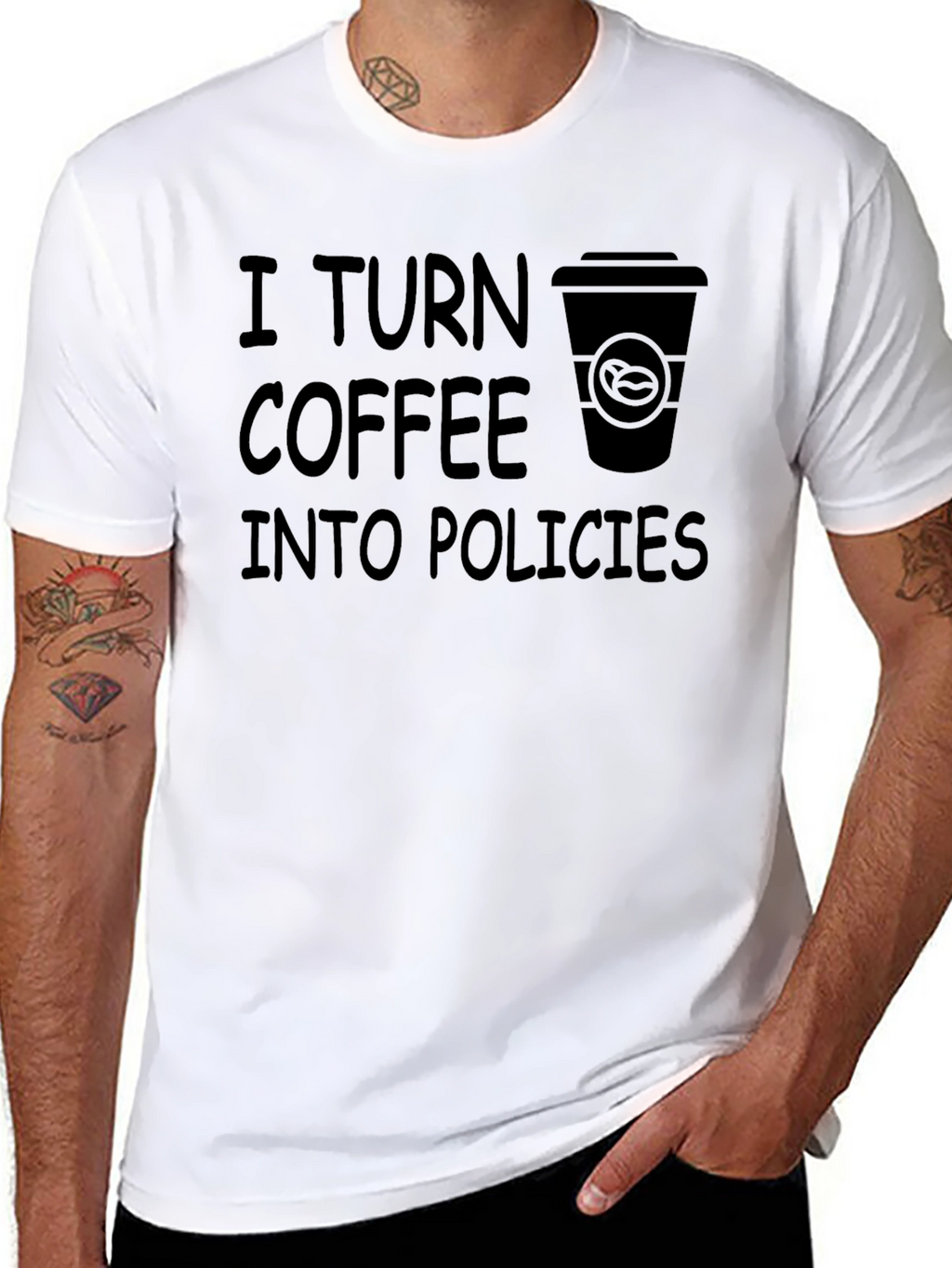 Coffee to Policies Graphic Tee - Black
