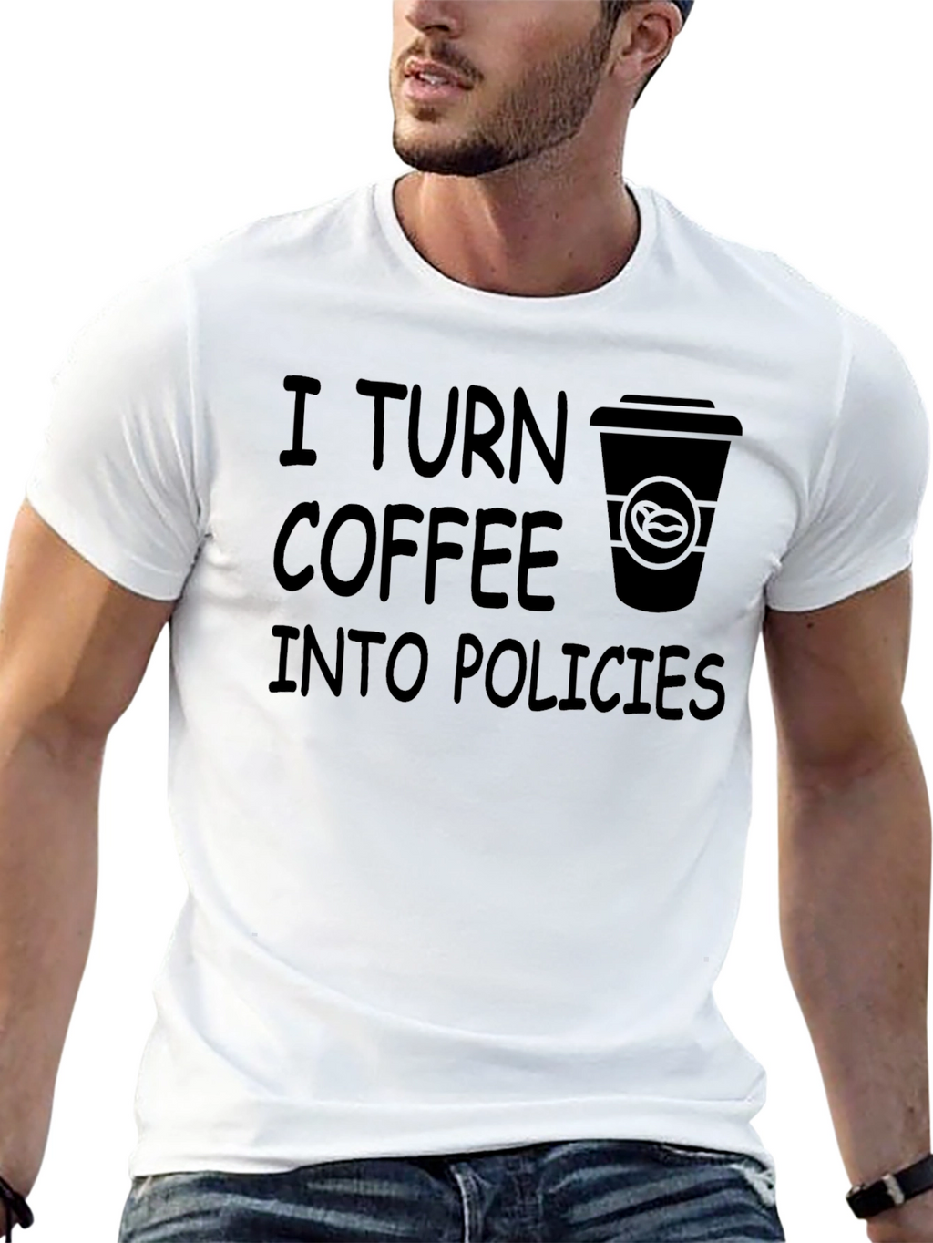 Coffee to Policies Graphic Tee - Black