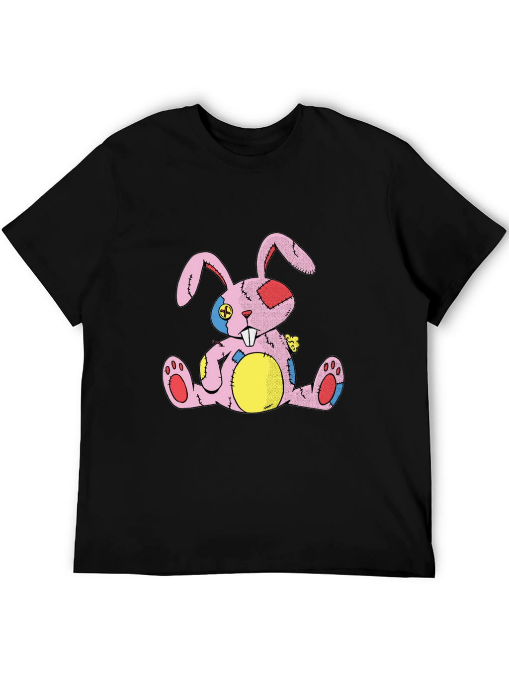Distressed Stuffed Bunny Black T-Shirt