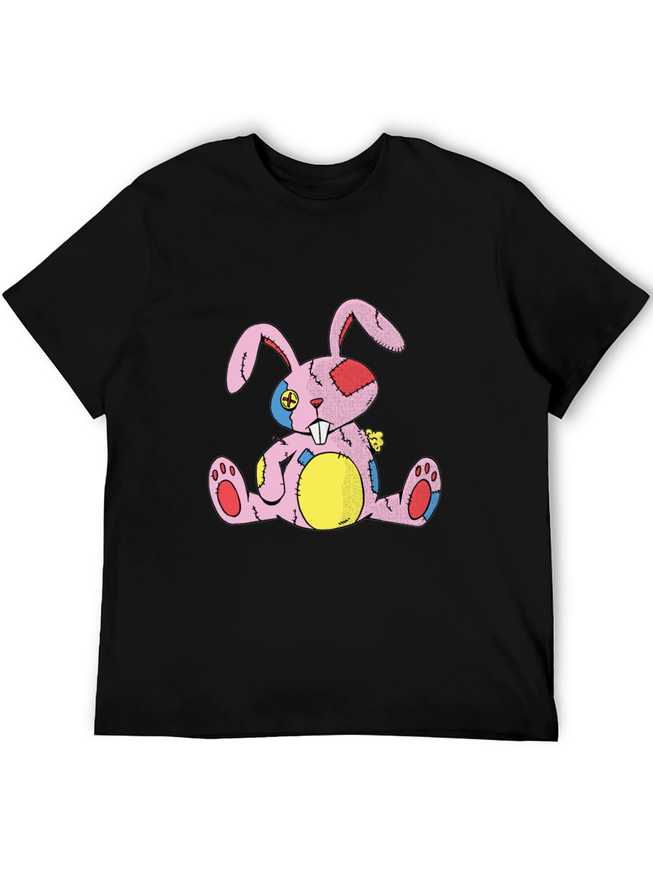 Distressed Stuffed Bunny Black T-Shirt