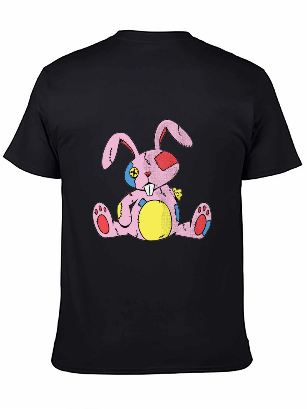 Distressed Stuffed Bunny Black T-Shirt