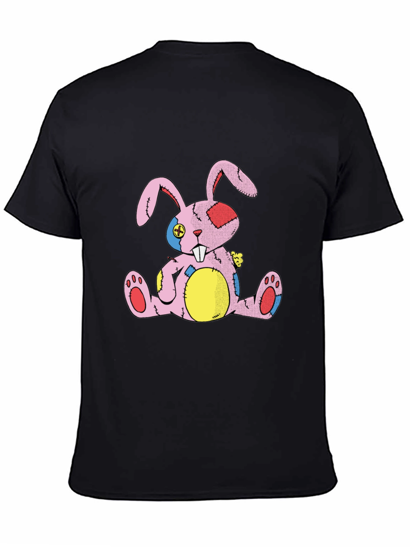 Distressed Stuffed Bunny Black T-Shirt