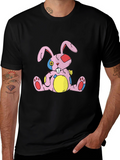 Distressed Stuffed Bunny Black T-Shirt